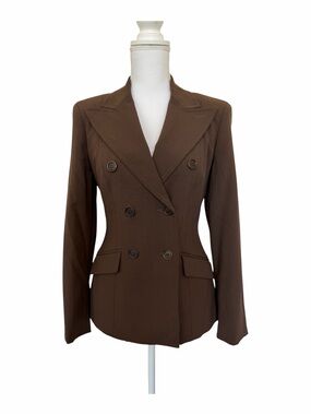 Vintage Y2K Bebe Brown Double-Breasted Hourglass Blazer Size 4